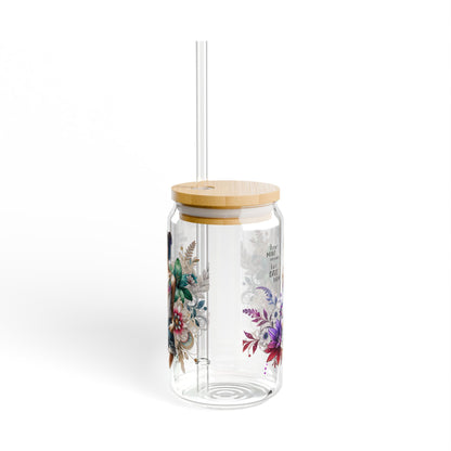 I Don't Make Mistakes, I Date Them Boho Chic Sipper Glass, 16oz - Eco-friendly Water Glass, Floral Drinkware, Unique Summer Party Cup, Gift for Her, Home Decor