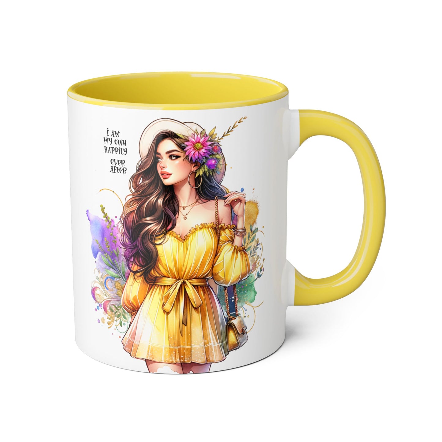 I Am My Own Happily Ever After Empowered Woman Accent Mug - 11oz Black Trim | Inspirational Coffee Cup | Perfect Gift for Friends & Self-Care