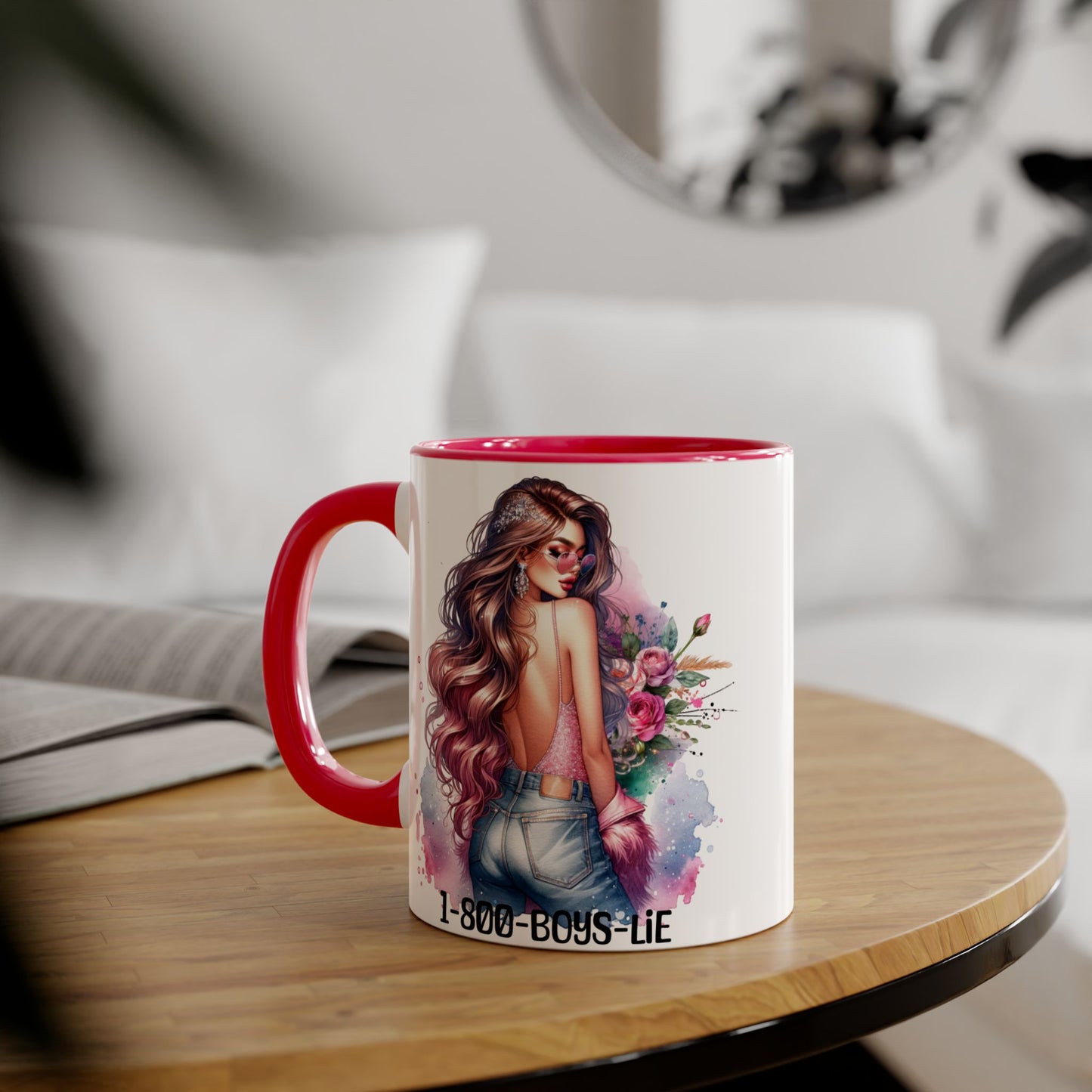 Trendy Coffee Mug with Chic Girl Design - Perfect Gift for Friends, 1-800-Boys-Lie, Cute Floral Mug, Birthday Gift, Coffee Lover, [...]
