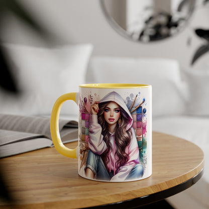 Free and Loving Me Artistic Accent Mugs, Fashionista Gift, Makeup Artist Coffee Cup, Unique Artistic Mug, Stylish Beverage Container, Creative Decor