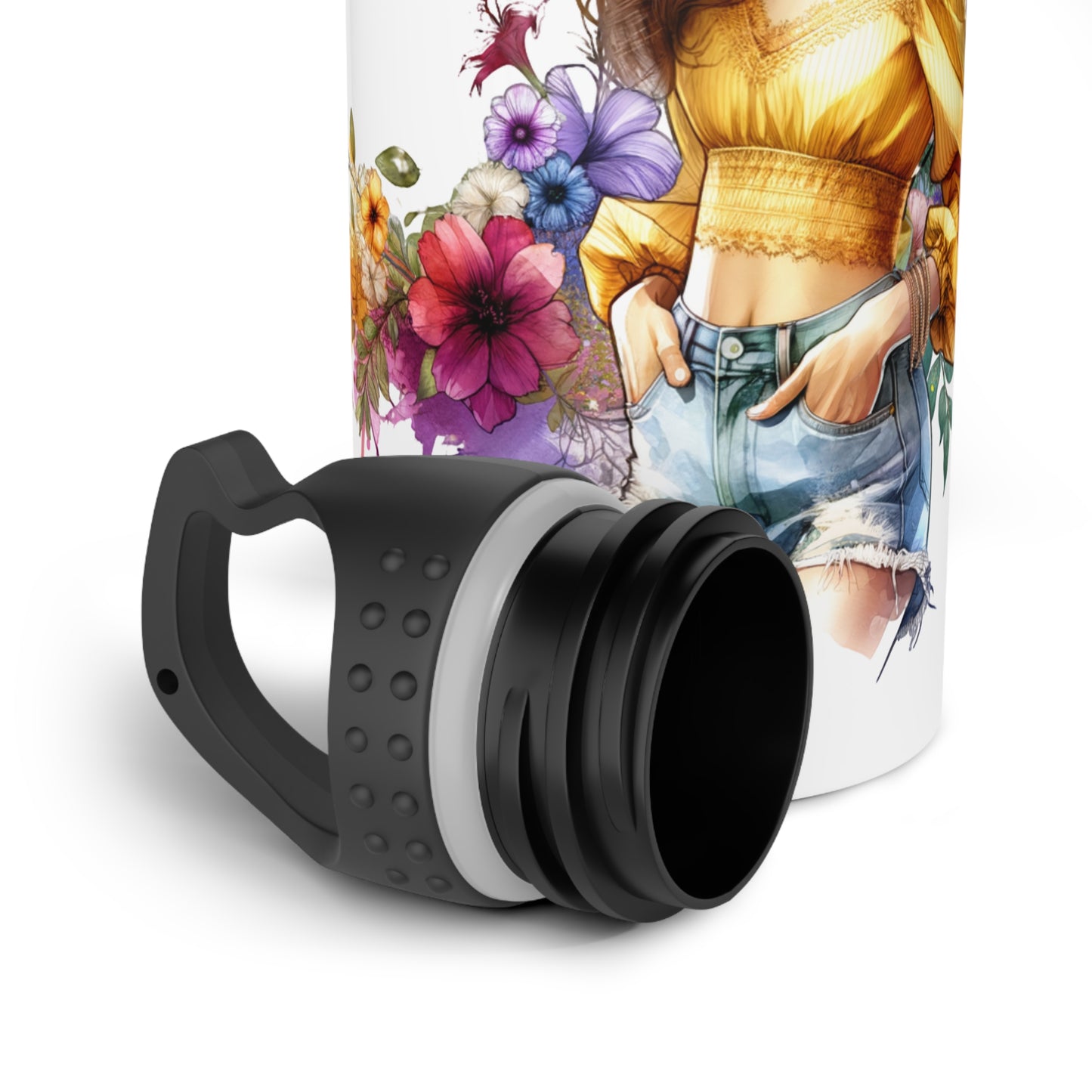 I Am My Own Happily Ever After Empowered Floral Stainless Steel Water Bottle, Motivational Drinkware, Gift for Her, Eco-Friendly Water Bottle, Custom Water Bottle