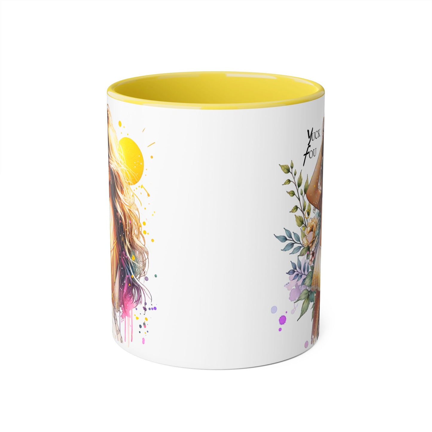 Yuck Fou Stylish Art Mugs for Her, Inspirational Coffee Cup, Gift for Friends, Floral Design Mug, Unique Home Decor