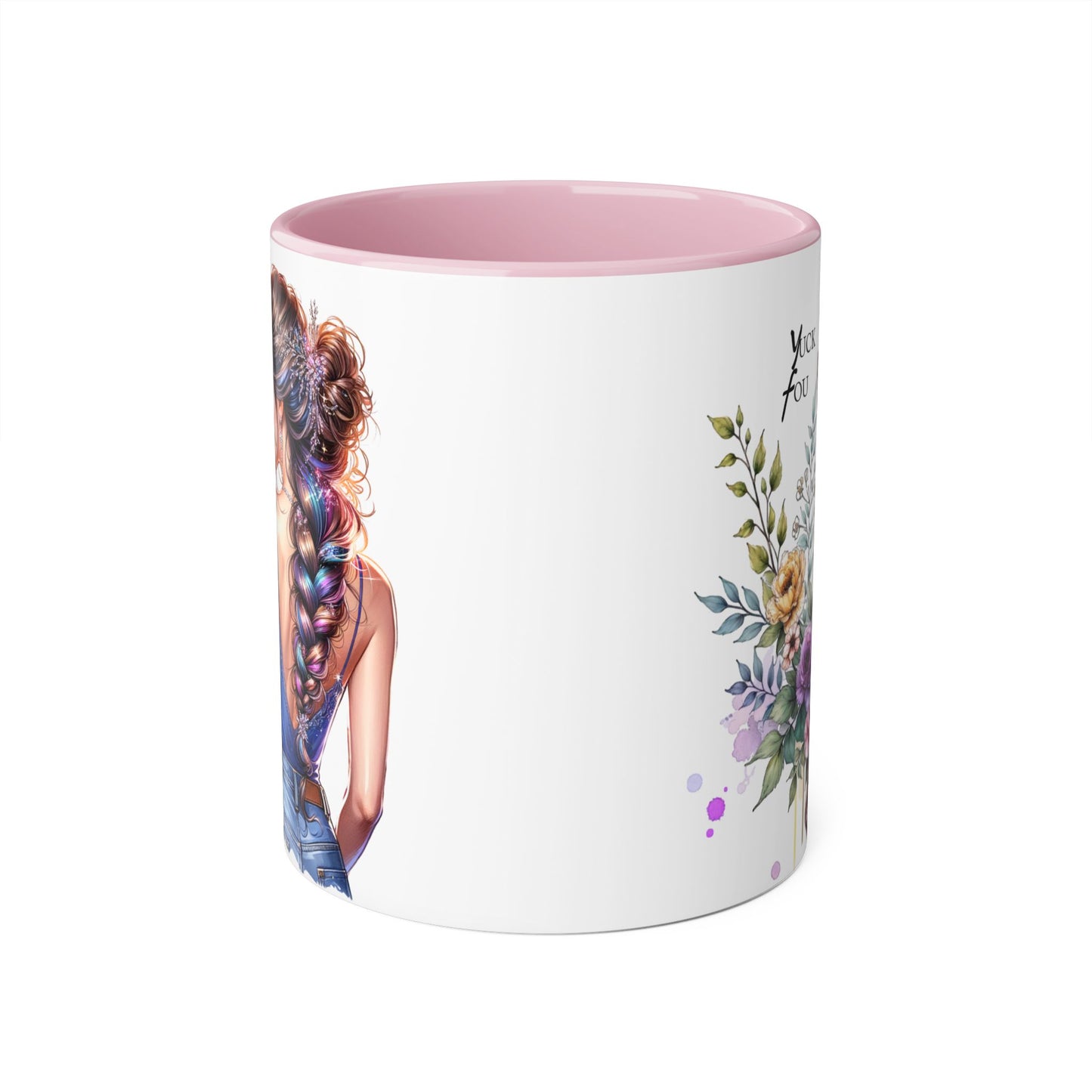Yuck Fou Floral Inspirational Accent Mug, 11oz Coffee Cup, Gift for Her, Motivational Quote Beverage Holder, Rustic Home Decor