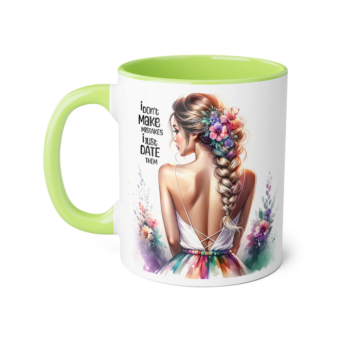 I Don't Make Mistakes, I Date Them Artistic Accent Mugs: Beauty & Floral Design, Perfect for Gifts, Home Decor, Coffee Lovers, Birthday Celebrations, Inspirational Quotes