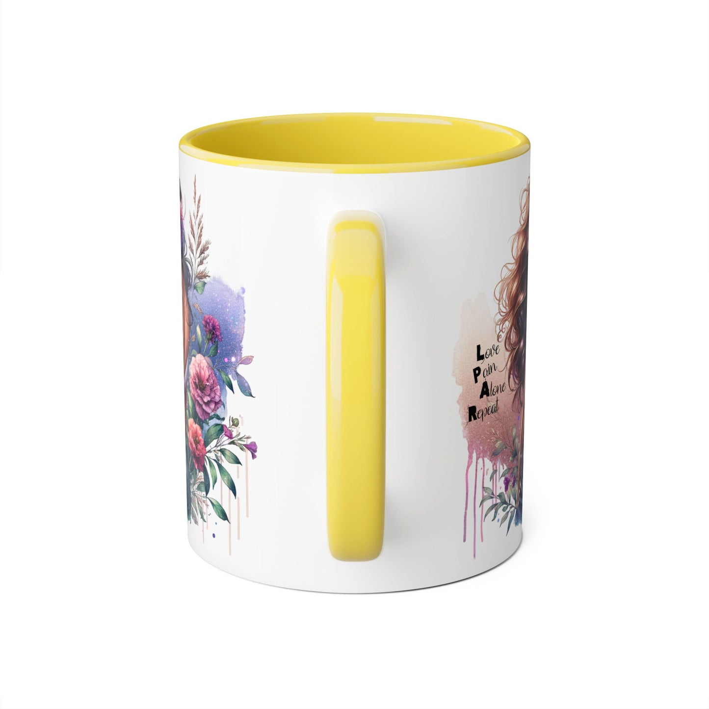 Floral Accent Mug, Coffee Cup, Gift for Her, Boho Decor, Inspirational Quote, Birthday Gift, Garden Lover's Mug