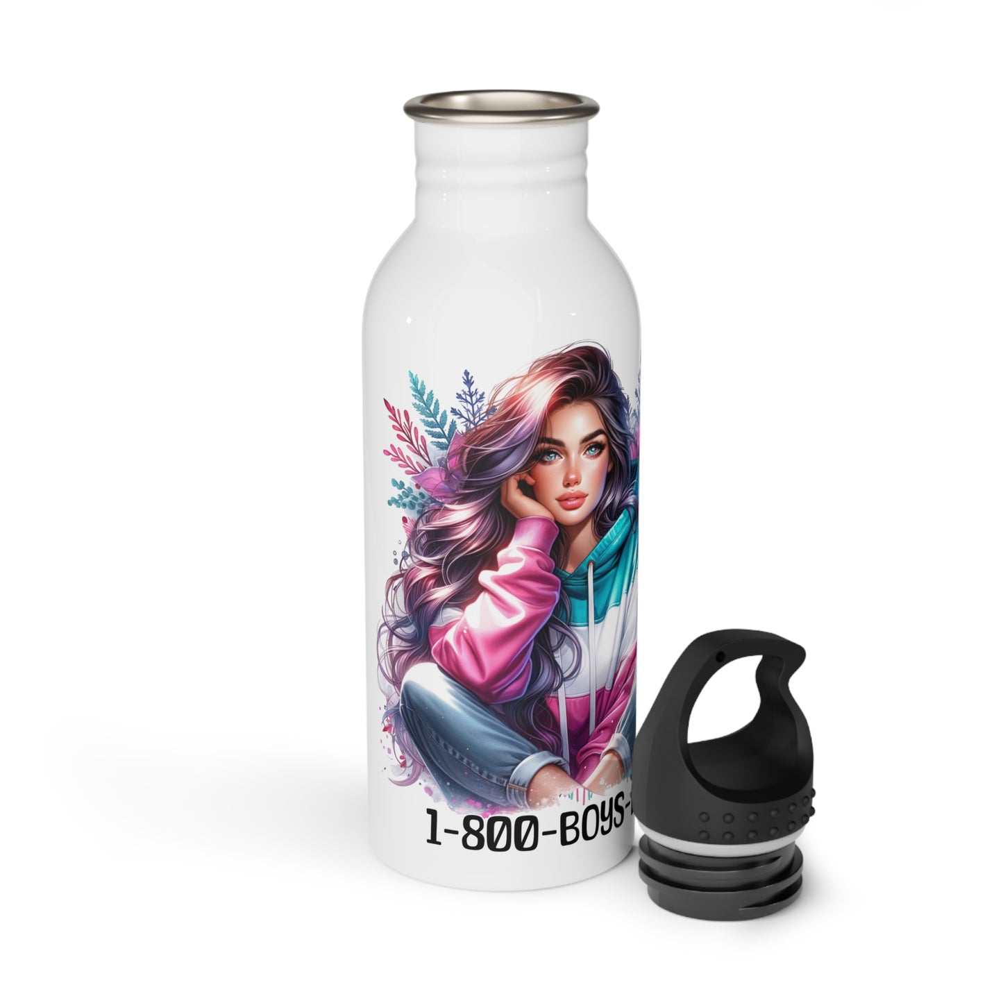 1-800-Boys-Lie Chic Stainless Steel Water Bottle - Trendy Drinkware for Girls, Fitness, Travel, Gifts