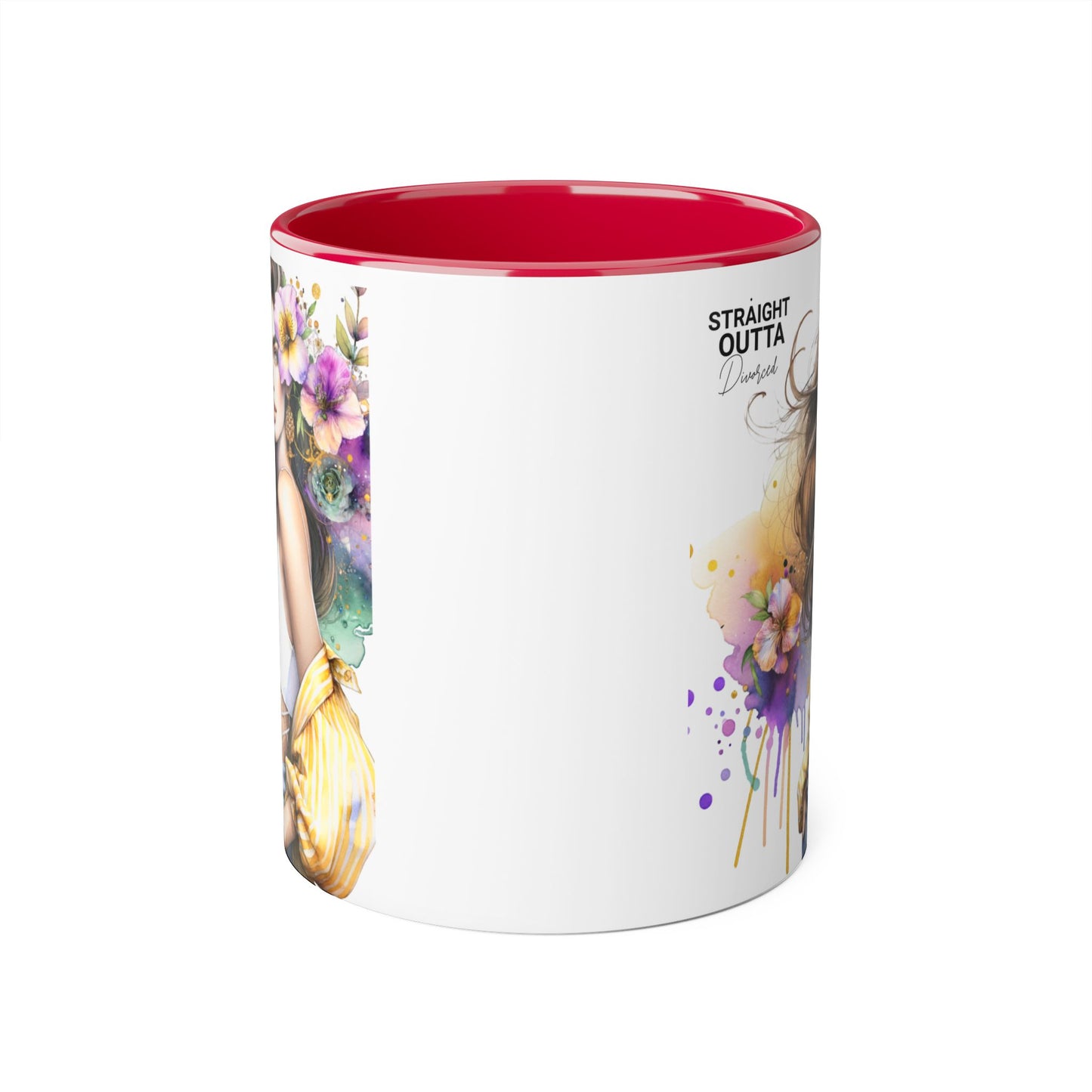 Straight Outta Divorced Humoristic Chic Floral Art Mug - Stylish Coffee Cup for Home or Office, Perfect Gift for Birthdays, Mother’s Day, or Coffee Lovers