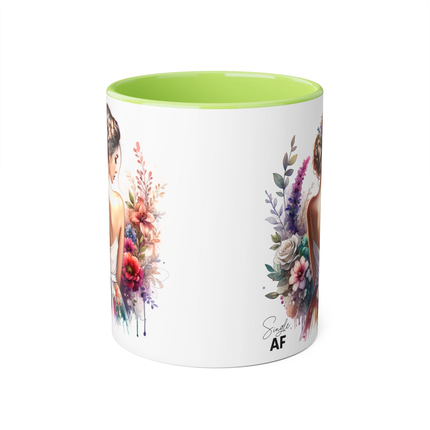 Single AF Floral Elegance Mug, Custom Coffee Cup, Gift for Her, Bridesmaid Present, Artful Design, Home Decor