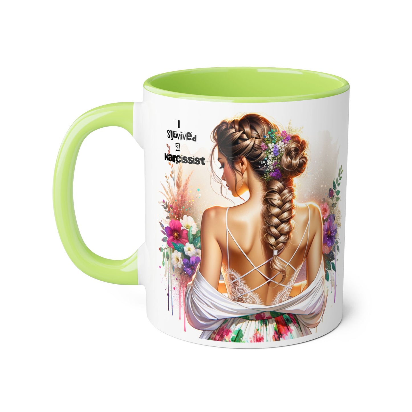 Narcissist Accent Mug, Coffee Cup for Self-Love, Gift for Her, Inspirational Mug, Floral Art Ceramic Mug