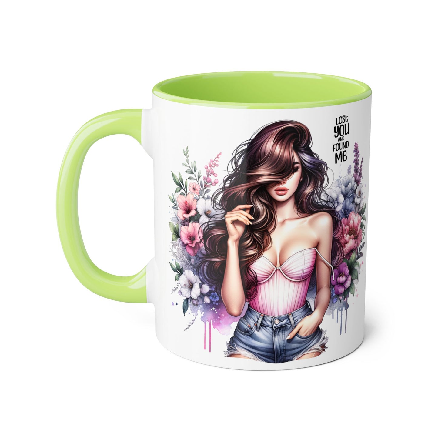 Floral Art Accent Mug - Lost You and Found Me , Coffee Lover Gift, Home Decor, Birthday, Mother's Day, Inspirational Drinkware
