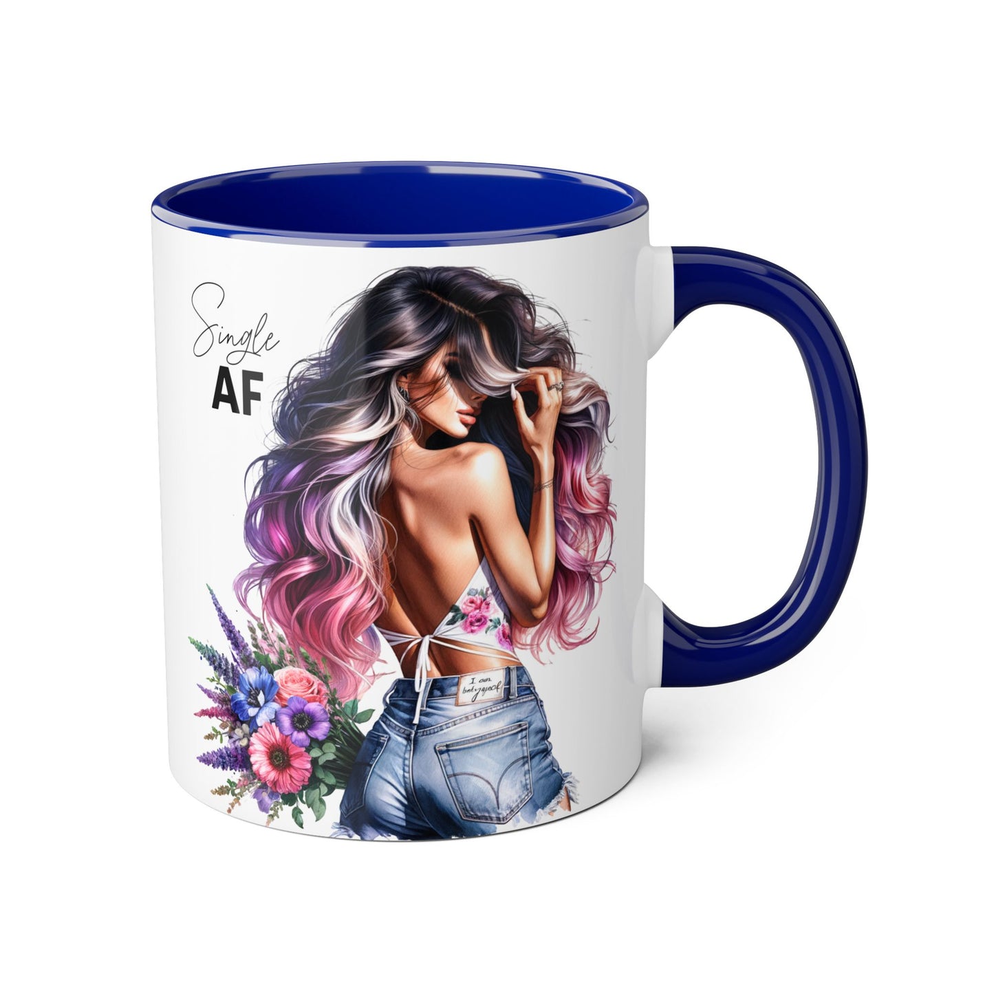 Single AF Bold Floral Single AF Accent Mug - Perfect for Coffee Lovers, Gifts for Her, Self-Care, Celebration, Home Decor