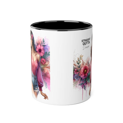 Straight Outta Divorced Humoristic Stylish Accent Mug, Floral Coffee Cup, Gifts for Her, Straight Outta, Unique Art Mug, Home Decor, Birthday Present