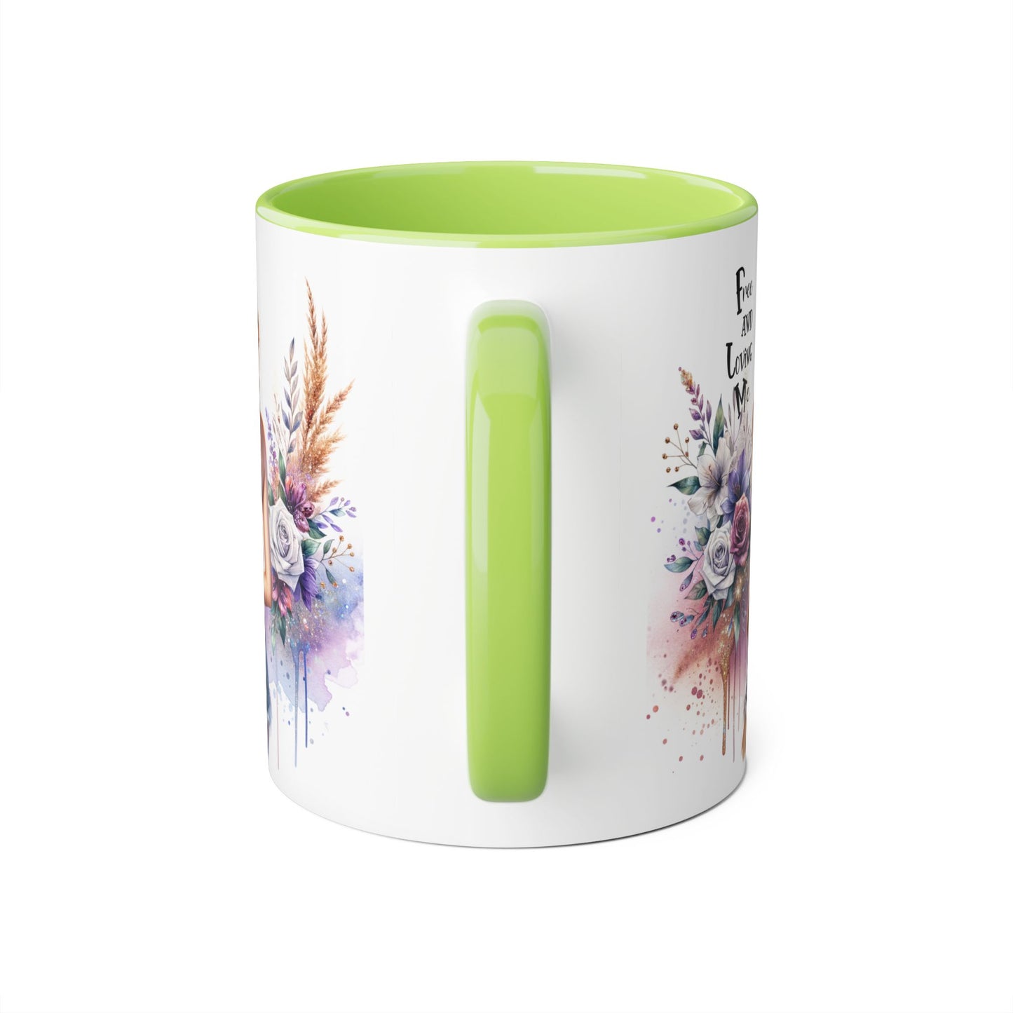 Free and Loving Me Chic Floral Accent Mug - Perfect Gift for Nature Lovers, Coffee Drinkers, Home Decor, Inspirational, Mother’s Day