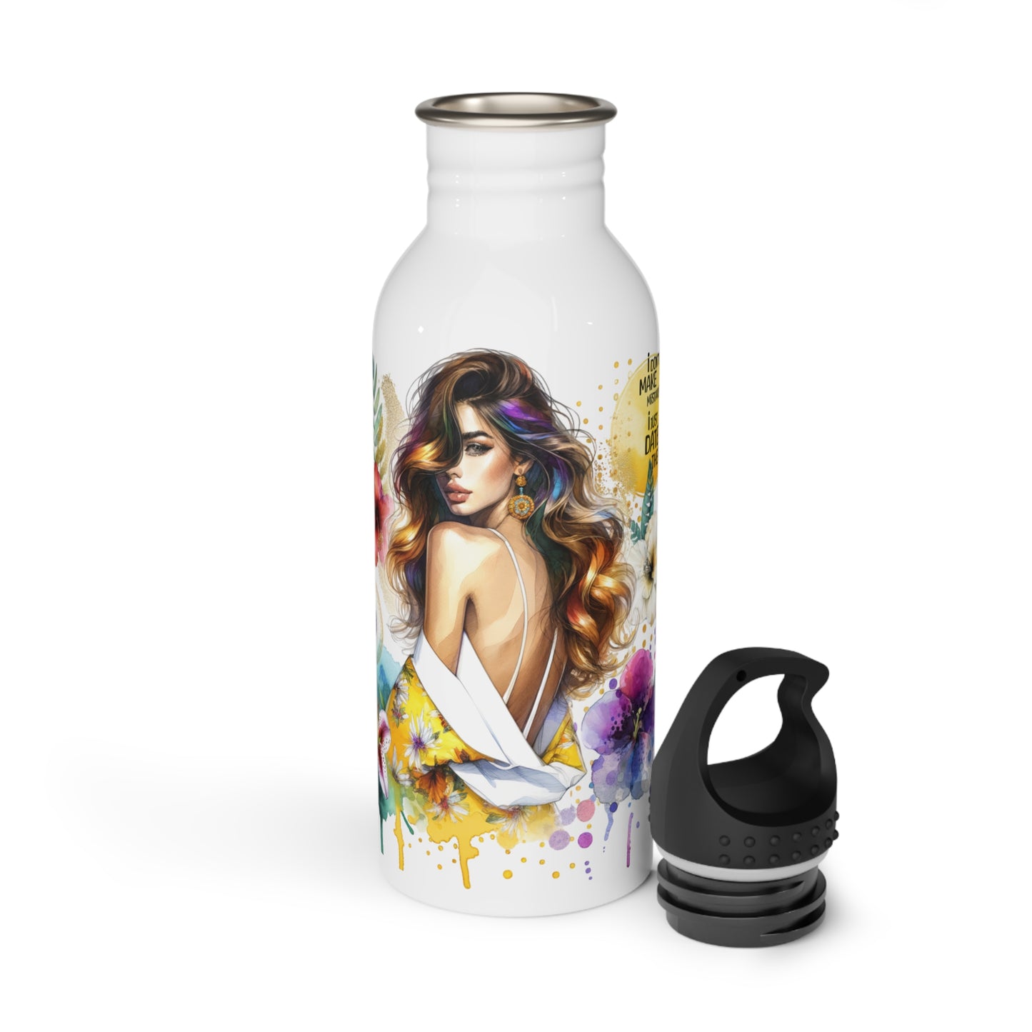 I Don't Make Mistakes, I Date Them Vibrant Stainless Steel Water Bottle, Colorful Travel Mug, Eco-Friendly Fitness Bottle, Artisanal Drinkware, Floral Design Hydration Bottle