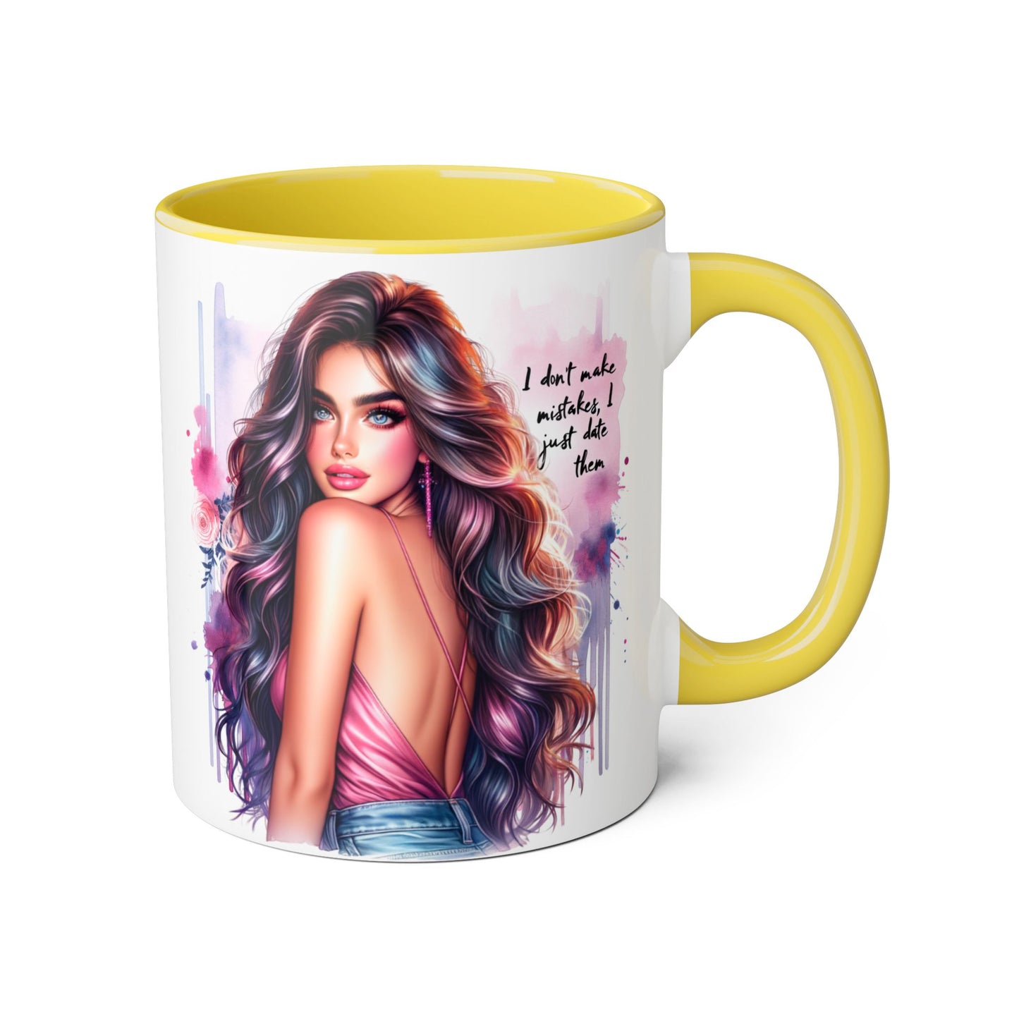 I Don't Make Mistakes, I Date Them Vibrant Accent Mug, Inspirational Coffee Cup, Artful Drinkware, Gift for Her, Motivational Mug, Home Decor, Unique Ceramic Cup