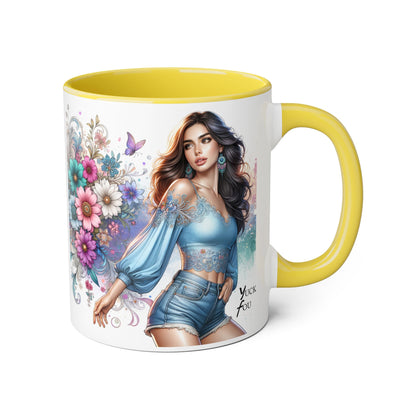 Yuck Fou Artistic Accent Mug, Floral Coffee Cup, Unique Gift for Her, Decorative Drinkware, Birthday Present, Home Décor