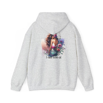 1-800-Boys-Lie Beautiful Floral Mermaid Hoodie - Unisex Heavy Blend™, Perfect for Cozy Days, Gifts, Beach Lovers, Everyday Wear