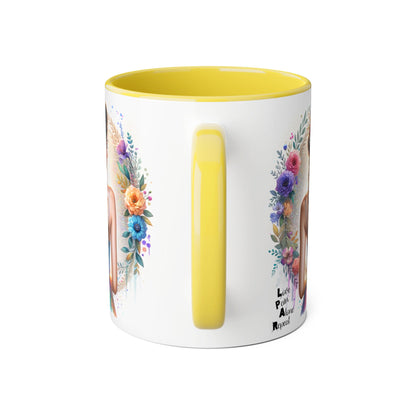 Artistic Accent Mug, Floral Coffee Cup, Unique Gifts for Her, Inspirational Drinkware, Love Yourself Mugs, Boho Style