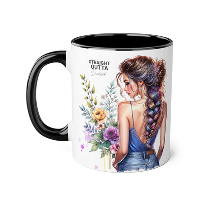 Straight Outta Divorced Humoristic Floral Art Coffee Mug, Gift for Her, Unique Coffee Cups, Floral Mugs for Any Occasion