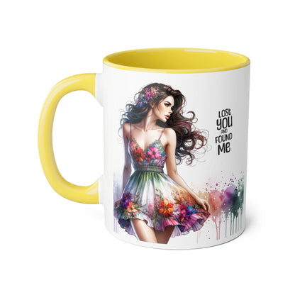 Lost You and Found Me Floral Dreamer Accent Mug | Colorful Coffee Cup | Inspirational Gift for Her | Artistic Drinkware | Perfect for Holidays & Celebrations