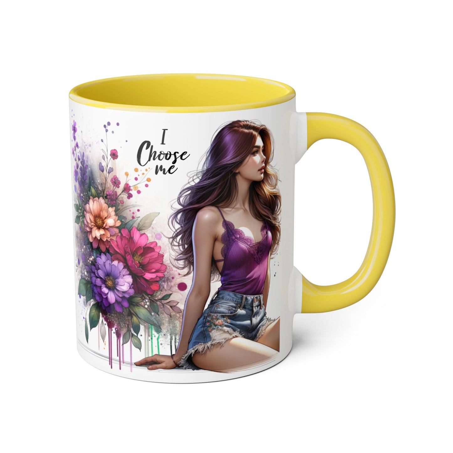 I Choose Me Elegant Floral Accent Mug, Coffee Cup, Tea Mug, Gift for Her, Inspirational Drinkware, Home Decor, Birthday Gift, Art Mug