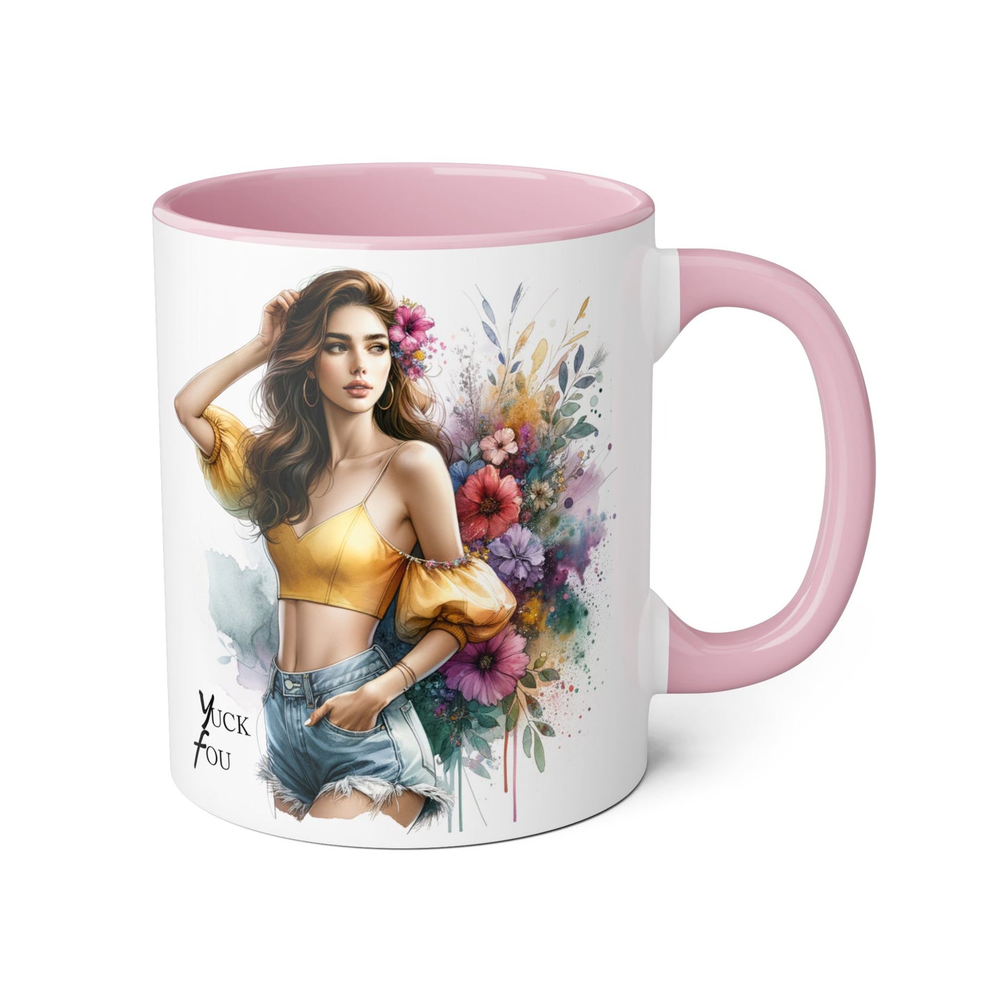 Yuck Fou Floral Accent Mug: Stylish Coffee Cup for Home, Gifts, Birthdays, Tea Lovers, Art Enthusiasts