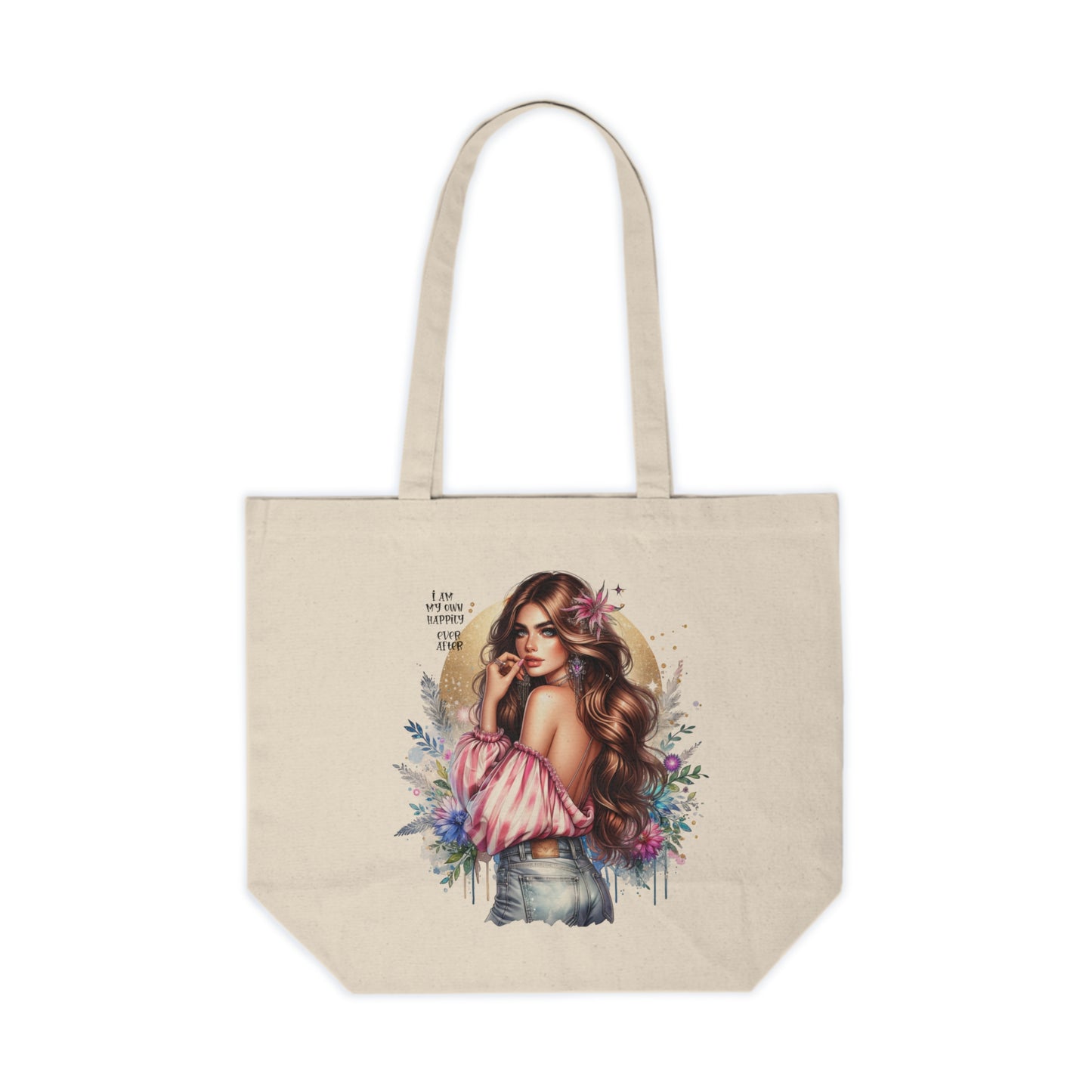 I Am My Own Happily Ever  After Gorgeous Floral Tote Bag with Inspirational Quote, Perfect for Shopping, Beach Days, Mother’s Day Gift, Eco-Friendly Tote