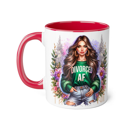 Stylish Accent Mugs for Empowering Sips, Floral Artwork, Perfect Gift for Divorced Friends, Motivational Tea or Coffee Cup