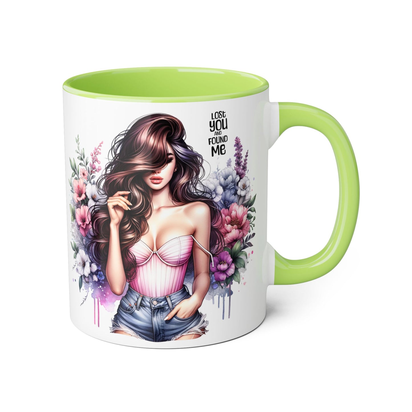 Floral Art Accent Mug - Lost You and Found Me , Coffee Lover Gift, Home Decor, Birthday, Mother's Day, Inspirational Drinkware