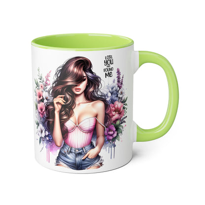 Floral Art Accent Mug - Lost You and Found Me , Coffee Lover Gift, Home Decor, Birthday, Mother's Day, Inspirational Drinkware