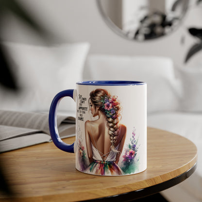 Money Can't Buy Happiness But It Can Buy Divorce Humoristic Inspirational Floral Accent Mug, 11oz Coffee Cup for Moms, Uplifting Gift for Mother's Day, Motivational Drinkware, Unique Art Mug