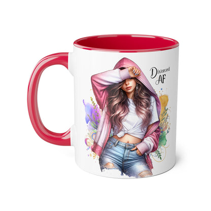 Trendy Accent Mug - 'Divorced AF' Design, Chic Gift for Friends, Coffee Lovers, Inspirational Drinkware, Birthday, Everyday Use