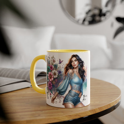 Yuck Fou Artistic Accent Mug, Floral Coffee Cup, Unique Gift for Her, Decorative Drinkware, Birthday Present, Home Décor