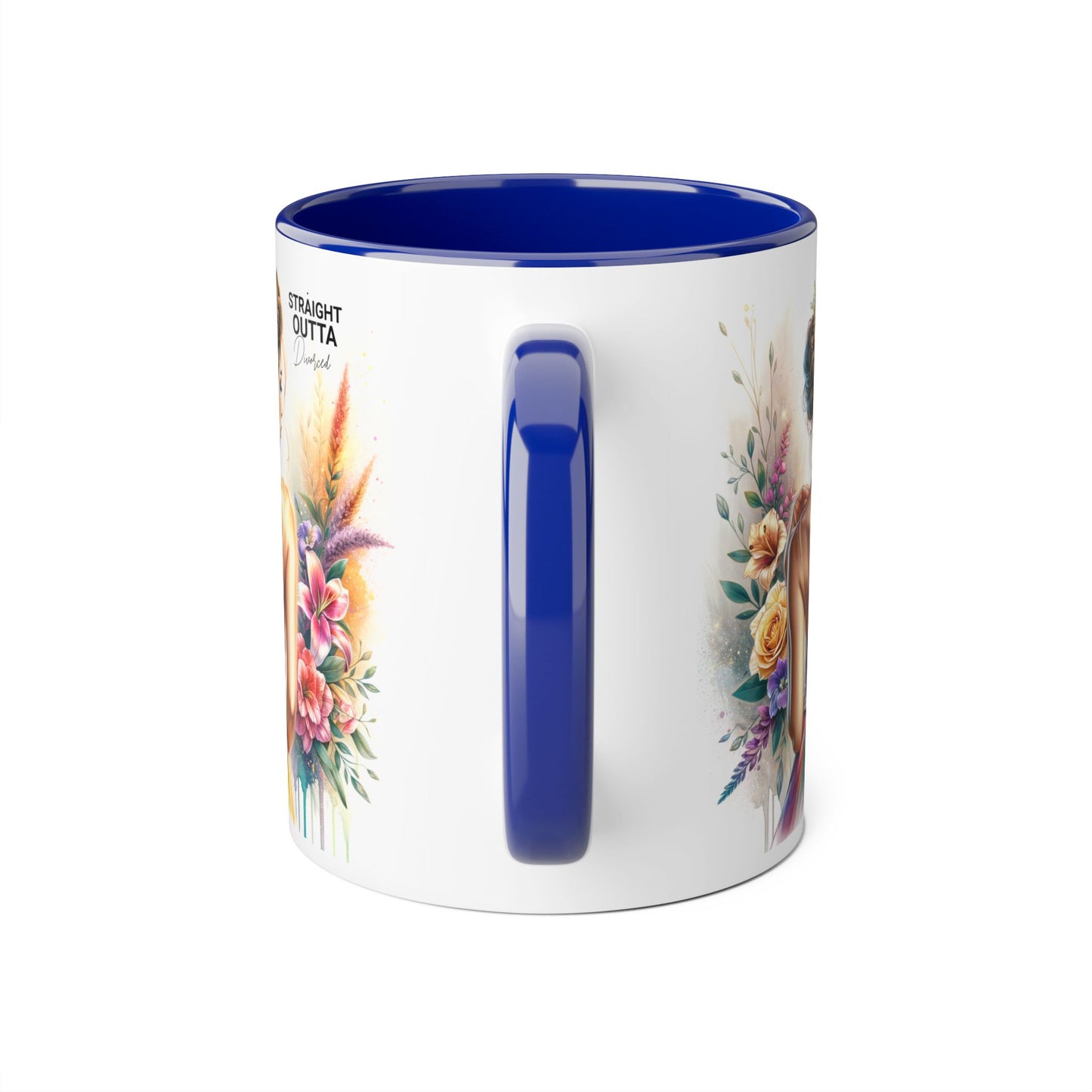 Straight Outta Divorced Humoristic Artistic Accent Mugs, 11oz | Botanical Floral Designs | Perfect Gift for Art Lovers, Home Decor, Birthday, Coffee Enthusiasts, Tea Lovers