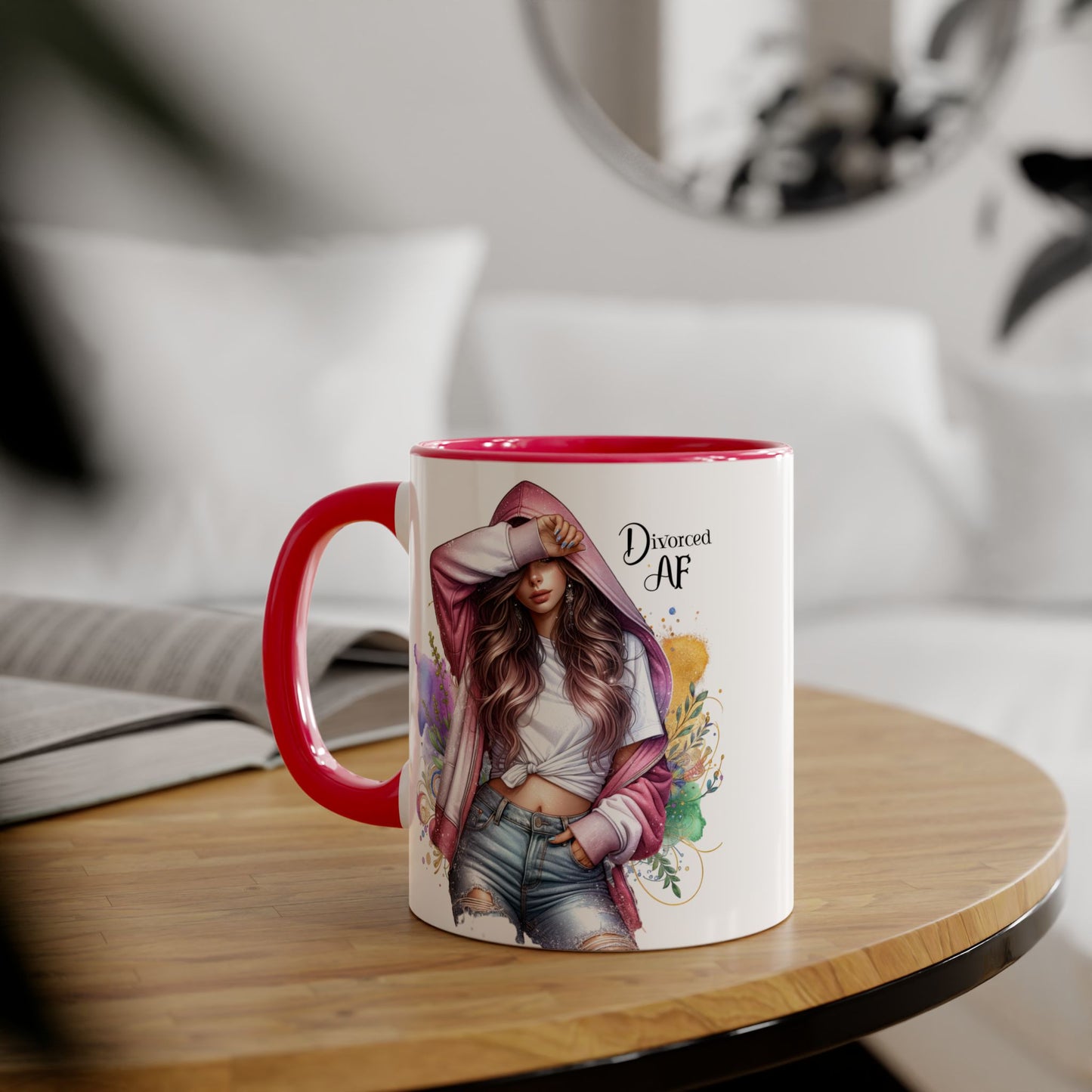 Trendy Accent Mug - 'Divorced AF' Design, Chic Gift for Friends, Coffee Lovers, Inspirational Drinkware, Birthday, Everyday Use