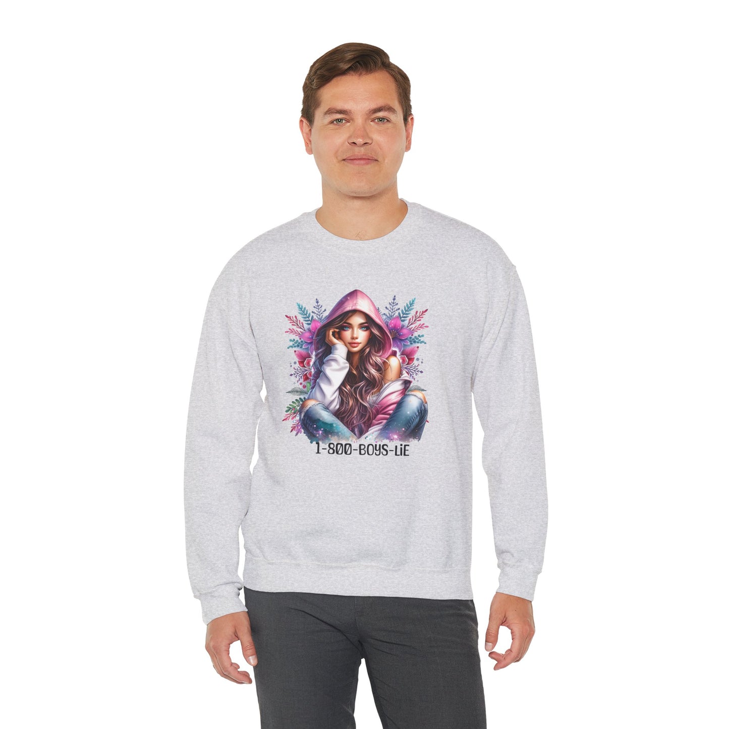 1-800-Boys-Lie Chic Floral Sweatshirt, Cozy Crewneck, Fall Fashion, Gift for Her, Self-Care Sweater, Cute Relaxed Fit