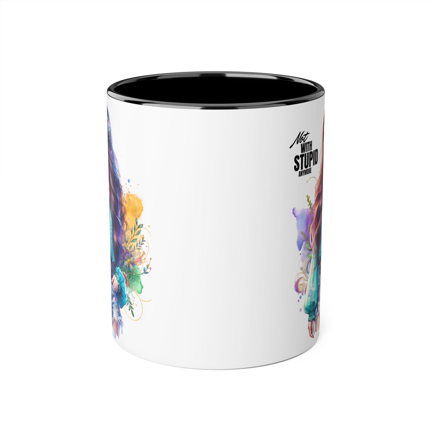 Not With Stupid Anymore Humoristic 11oz Accent Mug This humoristic mug