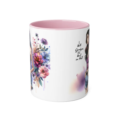 I Hold Grudges, I'll Heal in Hell Boho Floral Accent Mug - Perfect Gift for Grandmas, Coffee Lovers, Home Decor, Birthday, Mother's Day