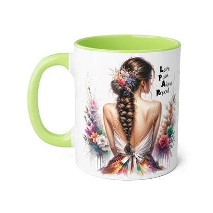 Beautiful Floral Accent Mug, Inspirational Coffee Cup, Love Pain Alone Repeat, Gift for Her, Home Decor, Bohemian Style