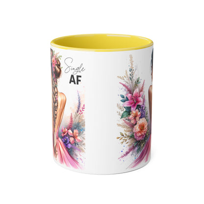 Single AF Floral Accent Mug - Perfect Gift for Single Friends, Celebration, Coffee Lovers, Birthday, Chic Decor