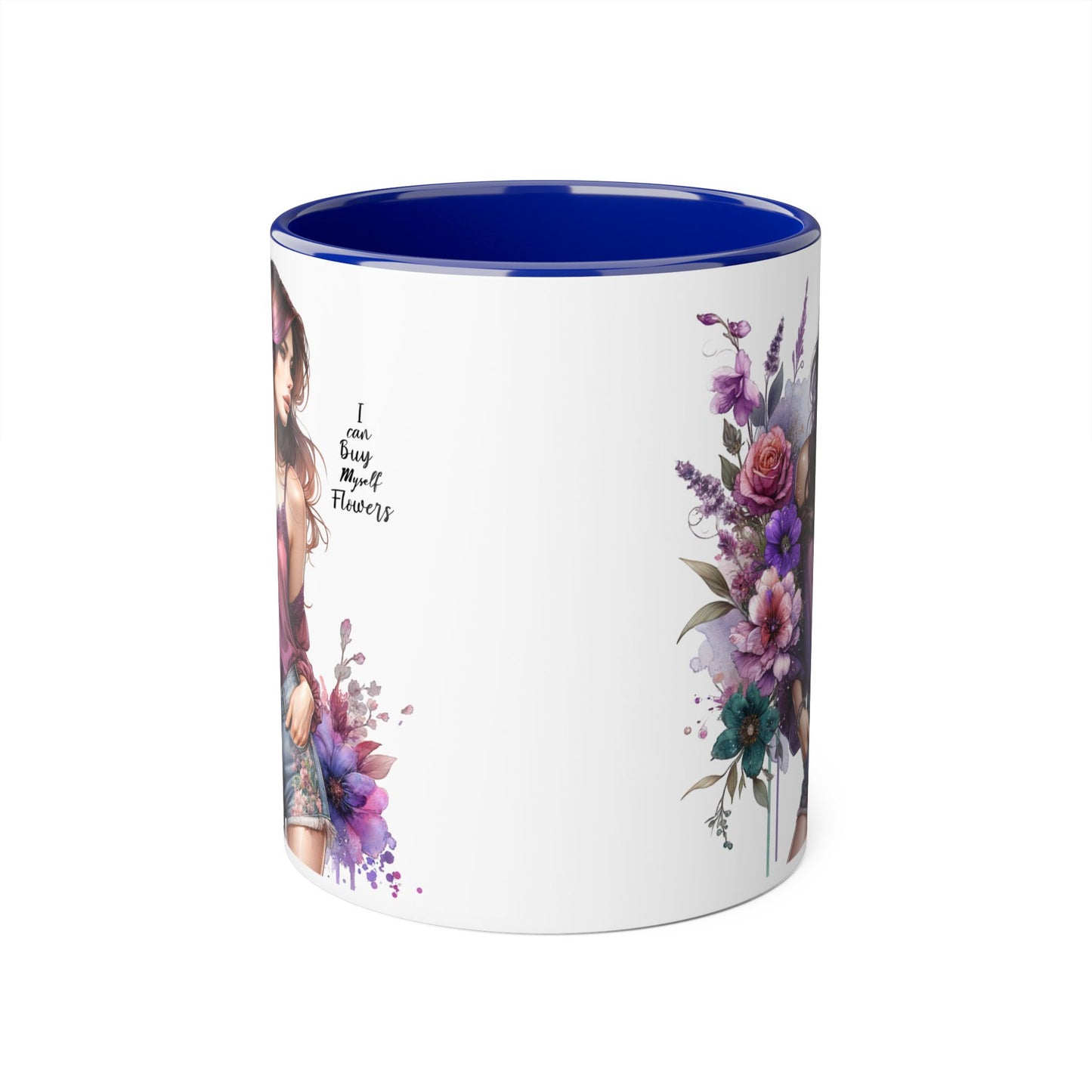 I Can Buy Myself Flowers Floral Art Accent Mug, 11oz Coffee Cup for Flower Lovers, Gift for Her, Boho Kitchen Decor, Unique Art Mug