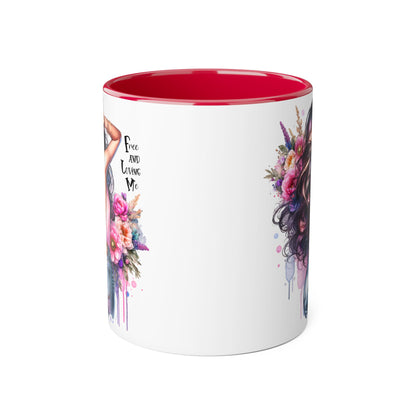 Boho Floral Accent Mug, Empowering Coffee Cup, Gift for Friends, Home Decor, Art Lover's Mug