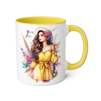 Yuck Fou Chic Floral Accent Mug, Black-Handled Coffee Cup, Gift for Her, Boho Kitchen Decor, Unique Birthday Present, Fun Art Mug, [...]