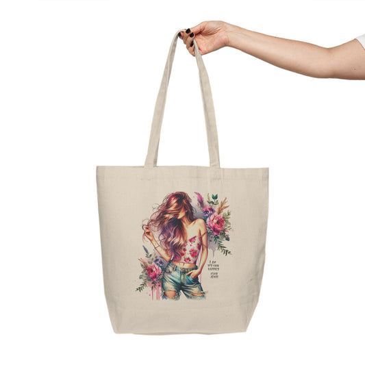 I Am My Own Happily Ever  After Floral Boho Canvas Tote Bag - Perfect for Shopping, Beach Days, Gift for Her, Eco-Friendly Bag, Art Lovers Tote