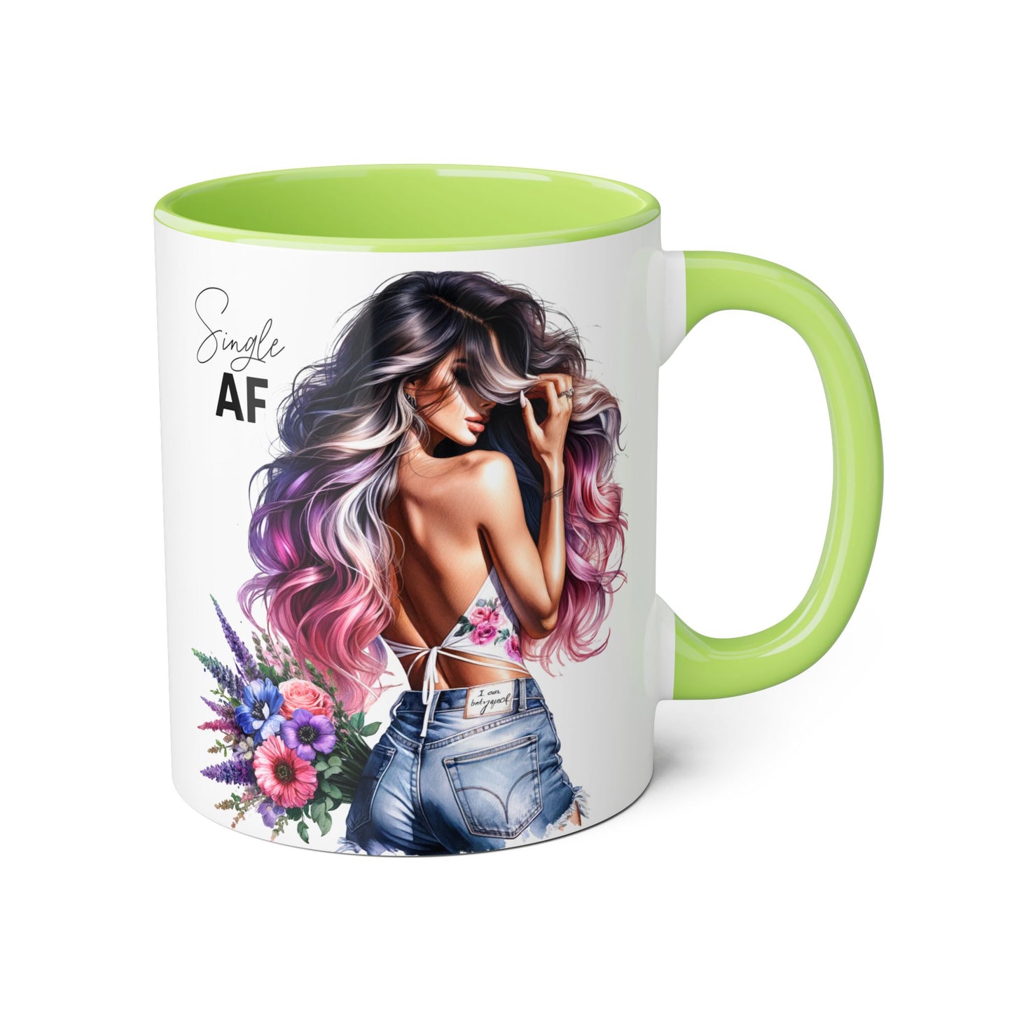 Single AF Bold Floral Single AF Accent Mug - Perfect for Coffee Lovers, Gifts for Her, Self-Care, Celebration, Home Decor