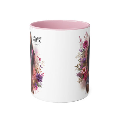 Straight Outta Divorced Humoristic Floral Portrait Accent Mug, Perfect Gift for Her, Coffee Lover, Home Decor, Stylish Drinkware, Mother's Day Gift, Inspirational Cup