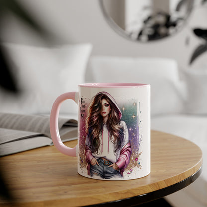 Stylish Accent Mug - 'Free and Loving Me' Coffee Cup, Perfect Gift for Coffee Lovers, Inspirational Drinkware, Cute Morning Mug