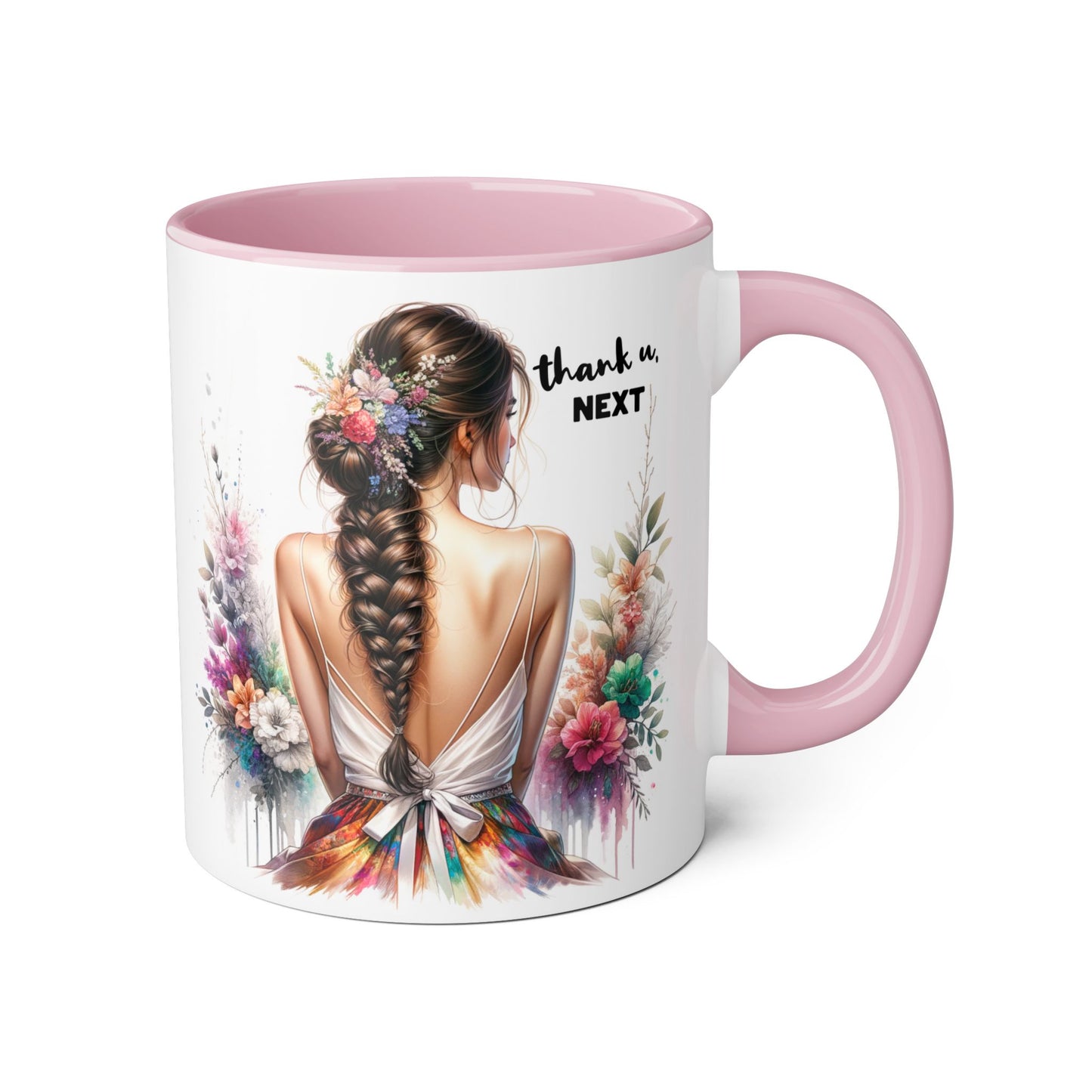 Thank U, Next Floral Thank You Accent Mug - Ideal Gift for Friends, Home Decor, Coffee Lovers, Birthday, Appreciation Moments, Artful Drinkware