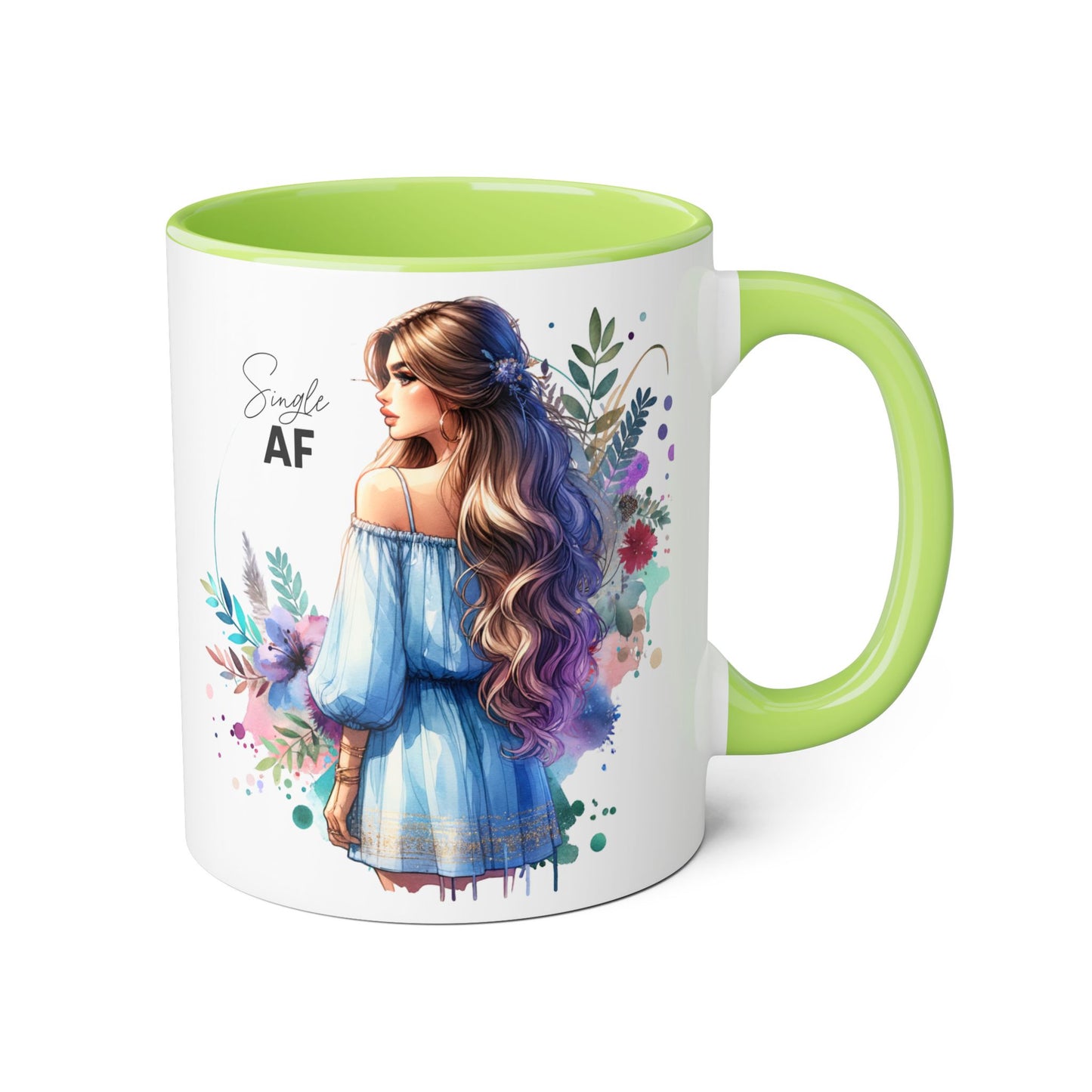 Single AF Boho Art Accent Mug, Unique Coffee Mug, Gift for Her, Floral Mug, Inspirational Mug, Perfect for Birthdays, Encouragement