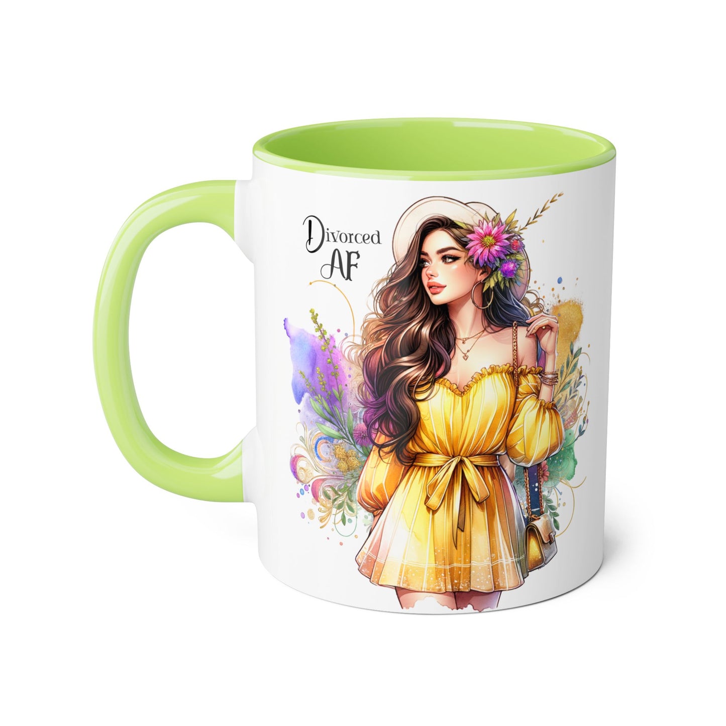 Divorced AF Accent Mug - Motivational Coffee Cup for Her, Gift for Newly Divorced Friends, Therapist Gift, Inspirational Drinkware